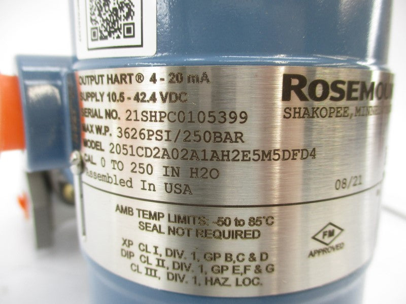 ROSEMOUNT 2051CD2A02A1AH2E5M5DFD4 10.5-42.4VDC 3626 NSNP