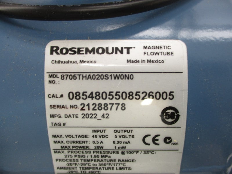 ROSEMOUNT 8705THA020S1W0N0 40VDC 0.5A 275PSI NSMP