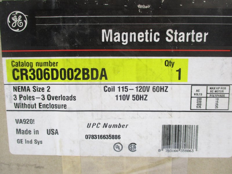 GENERAL ELECTRIC CR306D002BDA 110/115-120V 45A NSMP