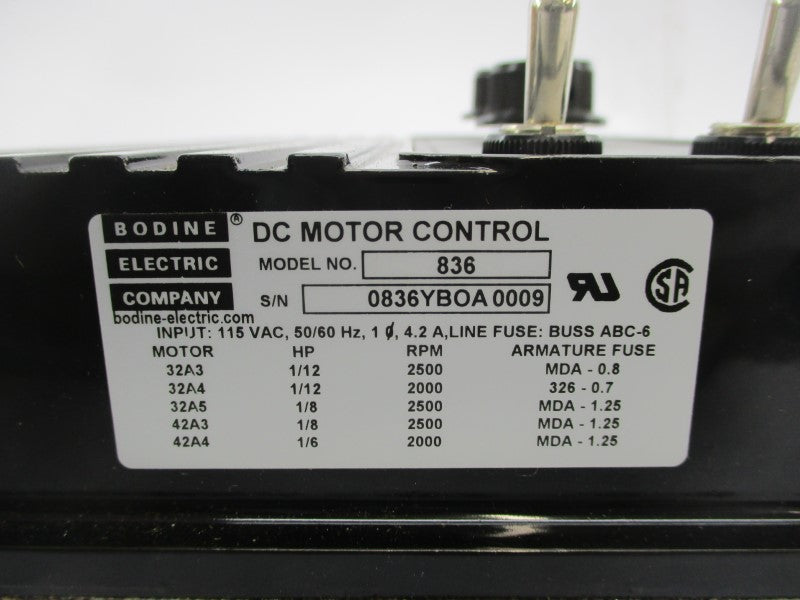 BODINE ELECTRIC 0836YB 115VAC 4.2A NSMP