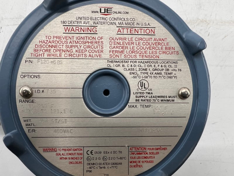 UNITED ELECTRIC F120-6BS 480VAC 15A NSNP