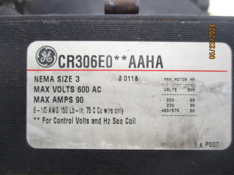 GENERAL ELECTRIC CR306E002AAHA 110/115-120V 90A NSMP
