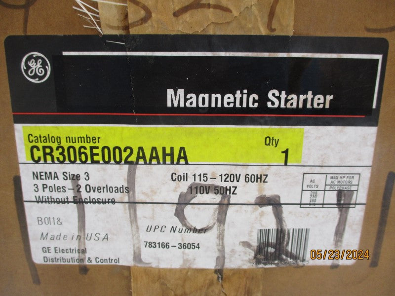 GENERAL ELECTRIC CR306E002AAHA 110/115-120V 90A NSMP