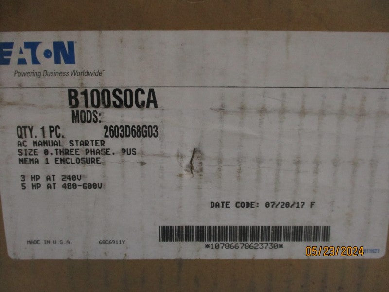 EATON B100M0CA 2603D68G03 600V NSMP
