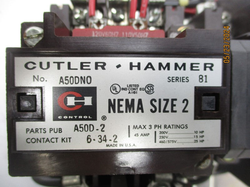 CUTLER HAMMER A50DN0 SER. B1 110/120V 45A NSNP