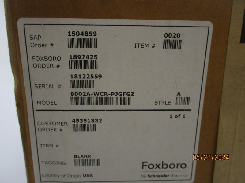 FOXBORO 8002A-WCR-PJGFGZ 740PSI NSMP