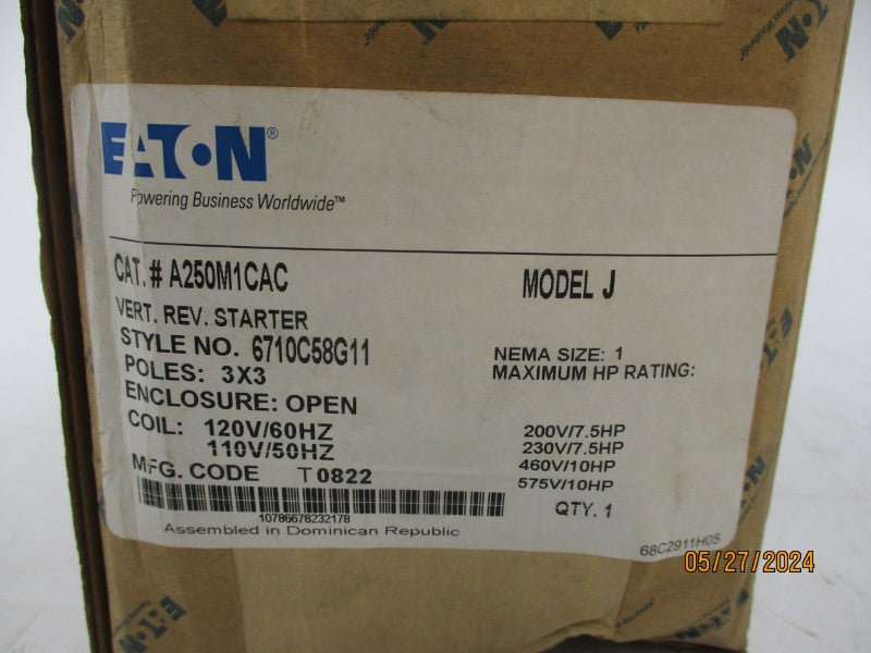 EATON A250M1CAC 6710C58G11 110/120V NSMP