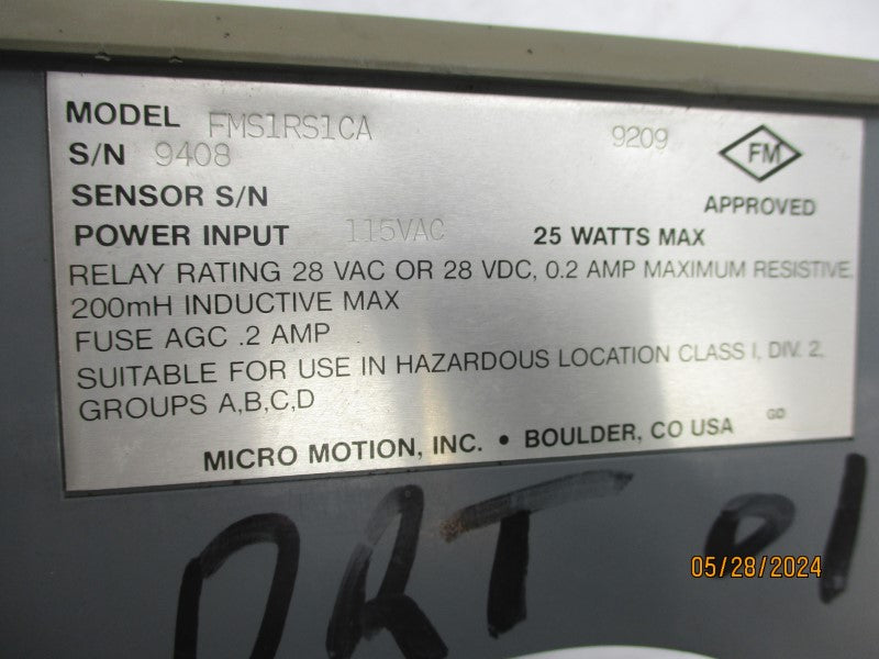 MICRO MOTION FMS1RS1CA 115VAC 0.2A (AS PICTURED) UNMP
