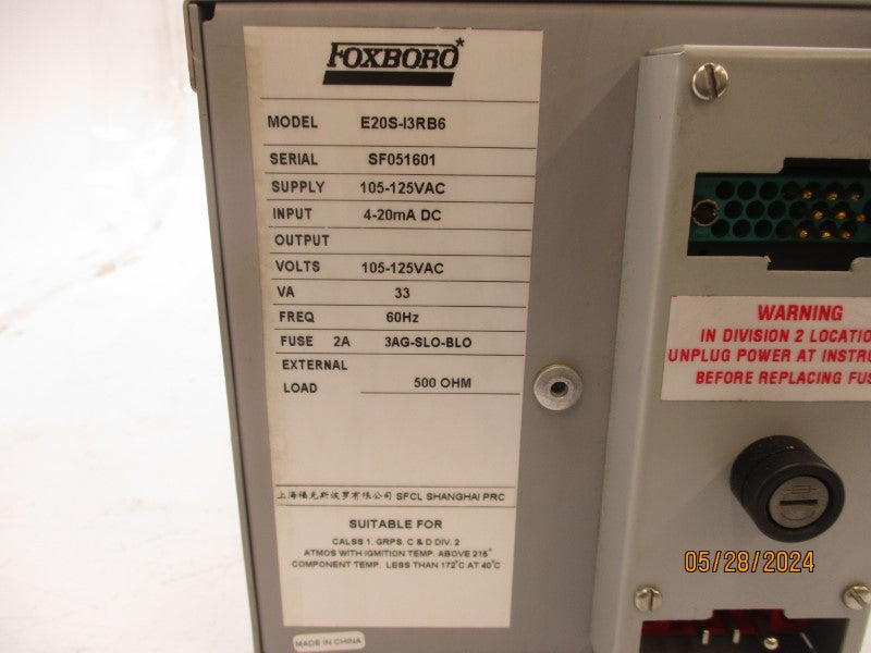 FOXBORO E20S-I3RB6 105-125VAC NSNP