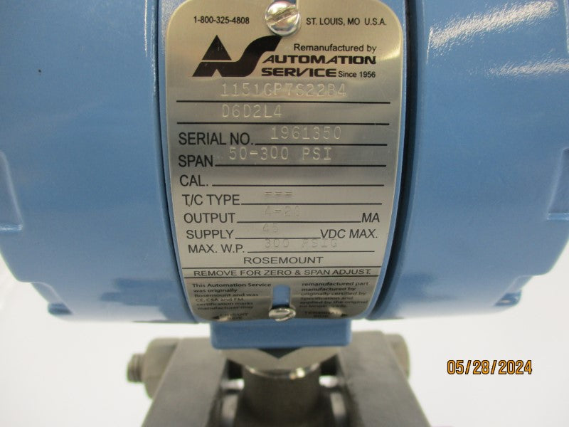 ROSEMOUNT 1151GP7S22B4D6D2L4 45VDC 50-300PSI NSNP