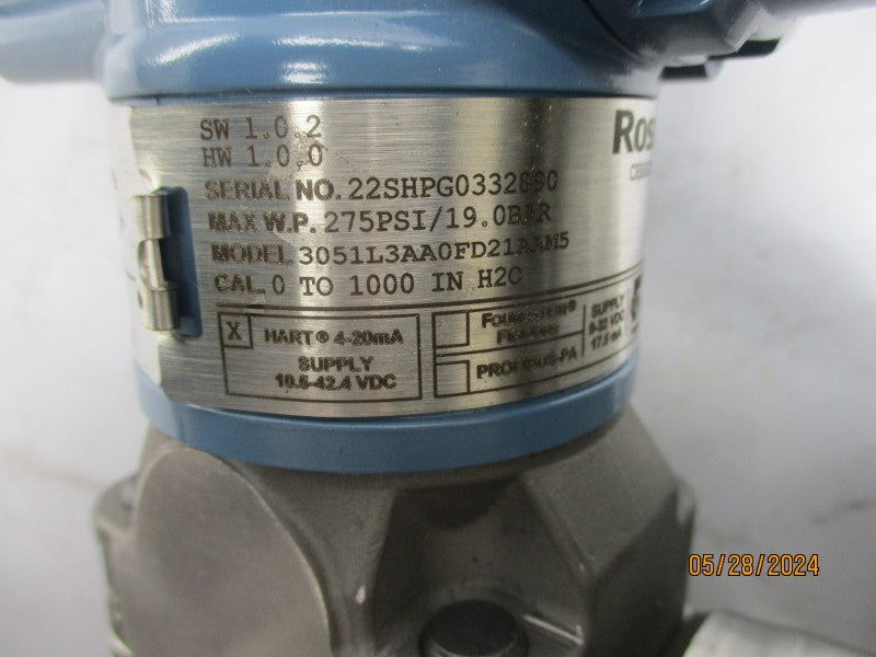 ROSEMOUNT 3051L3AA0FD21AAM5 10.5-42.4VDC 275PSI NSNP