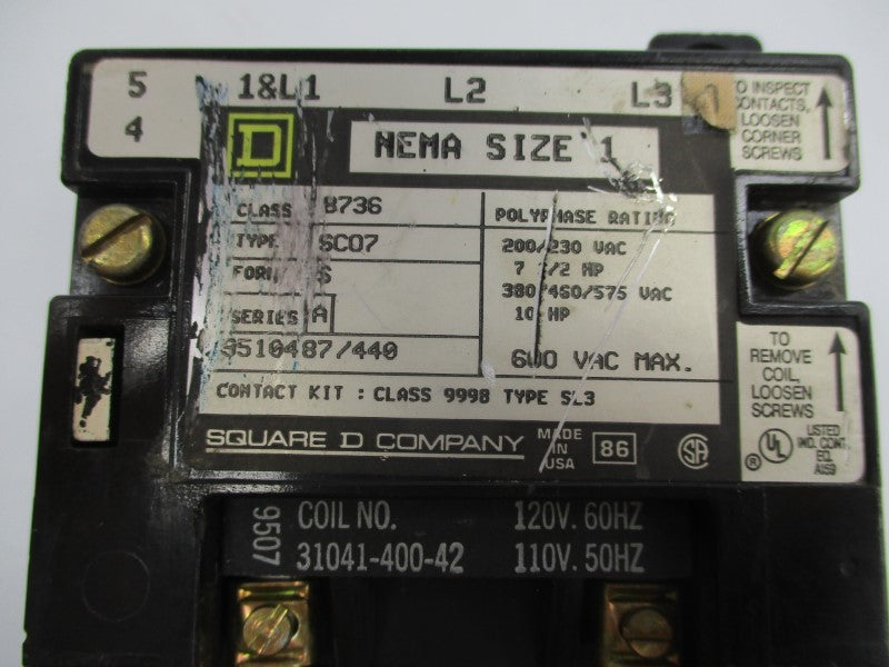 SQUARE D 8736SC07 110/120V UNMP