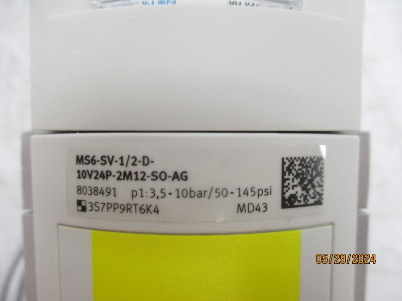 FESTO MS6-SV-1/2-D-10V24P-2M12-SO-AG 50-145PSI NSMP
