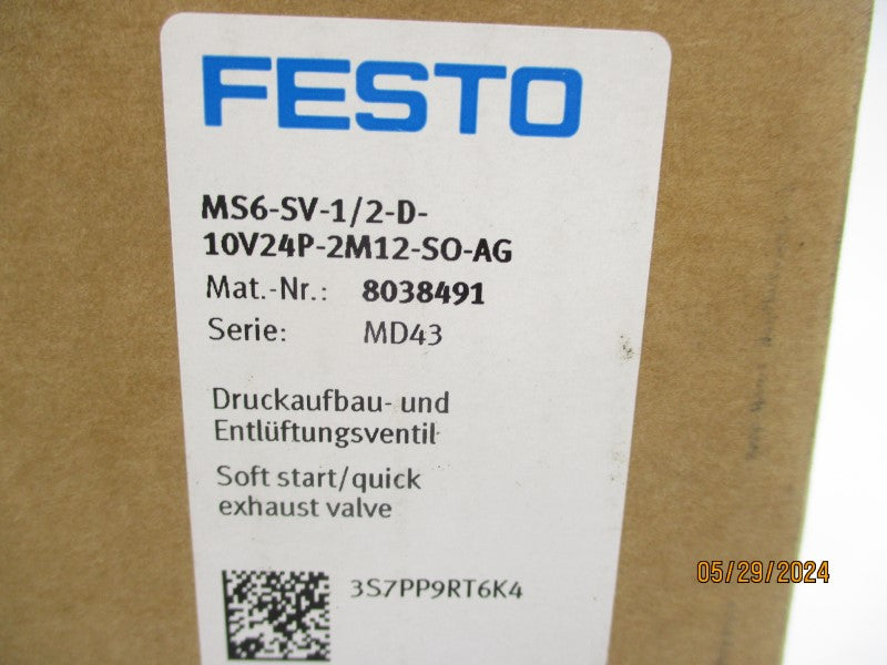 FESTO MS6-SV-1/2-D-10V24P-2M12-SO-AG 50-145PSI NSMP