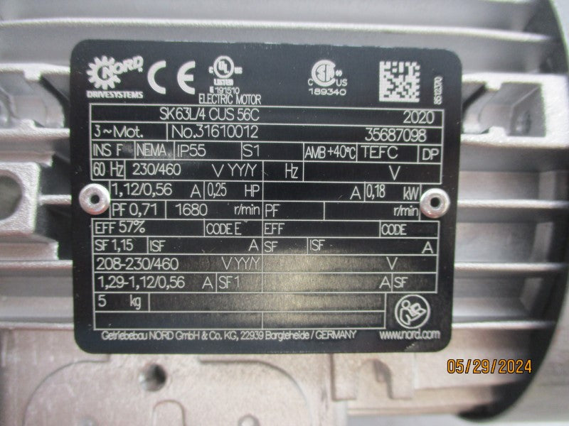 NORD SK63L/4CUS56C 230/460V 1.12/0.56A NSNP