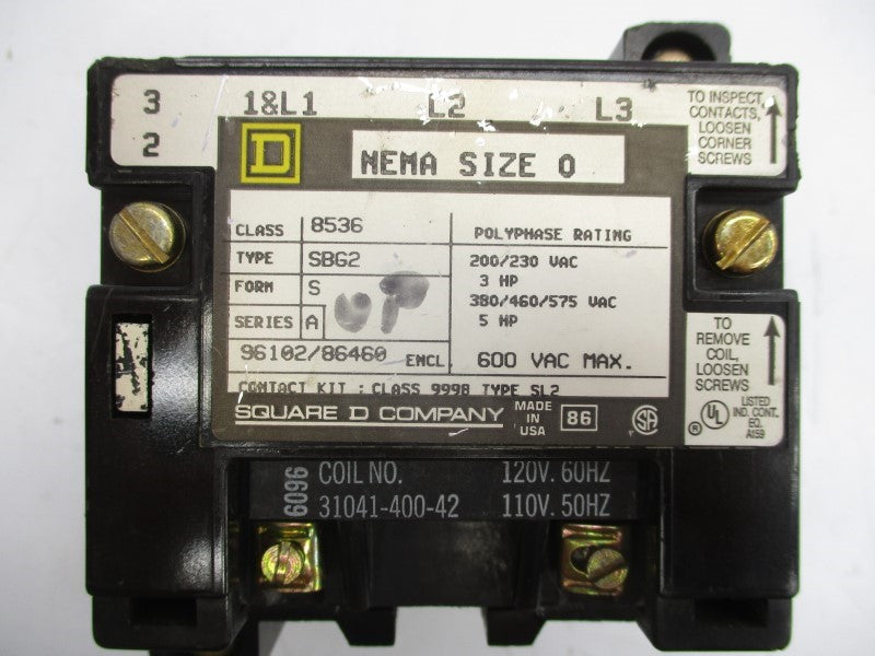 SQUARE D 8536SBG2 110/120V SER. A UNMP