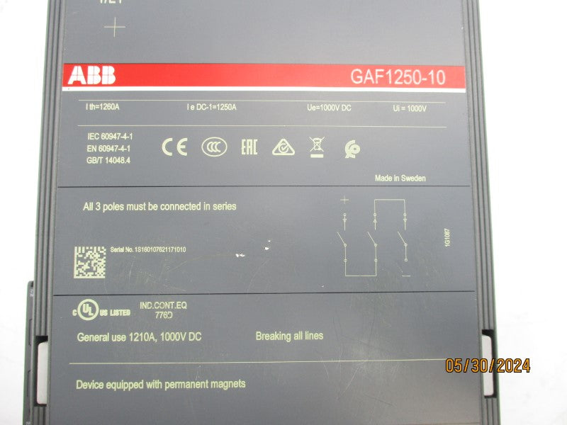 ABB GAF1250-10 1000VDC 1210A NSNP