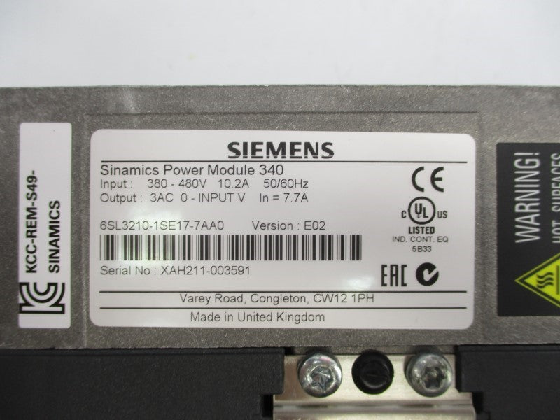 SIEMENS 6SL3210-1SE17-7AA0 380-480V 10.2A NSNP