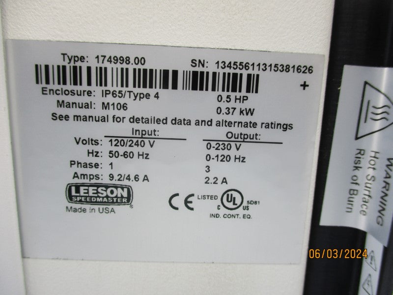 LEESON 174998.00 120/240V 9.2/4.6A NSMP