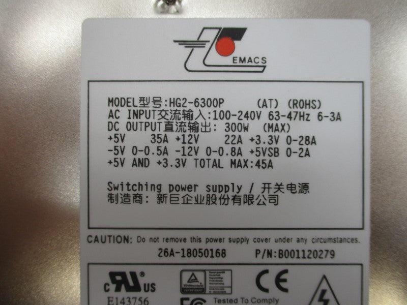 EMACS B001120279 HG2-6300P 100-240VAC 6-3A NSNP
