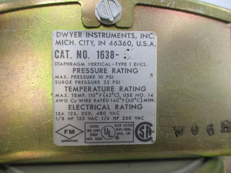 DWYER 1638-5 480VAC 15A 10PSI NSNP
