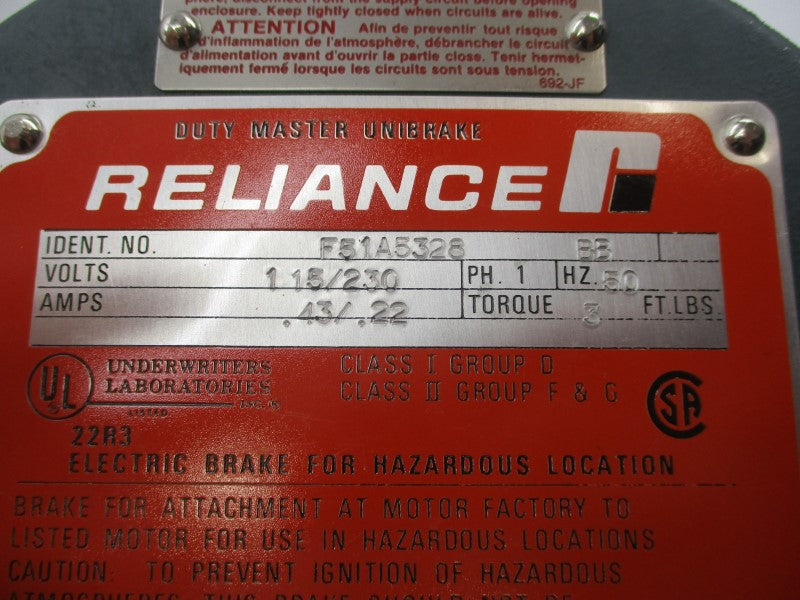 RELIANCE ELECTRIC F51A5328 115/230V .43/.22A NSNP