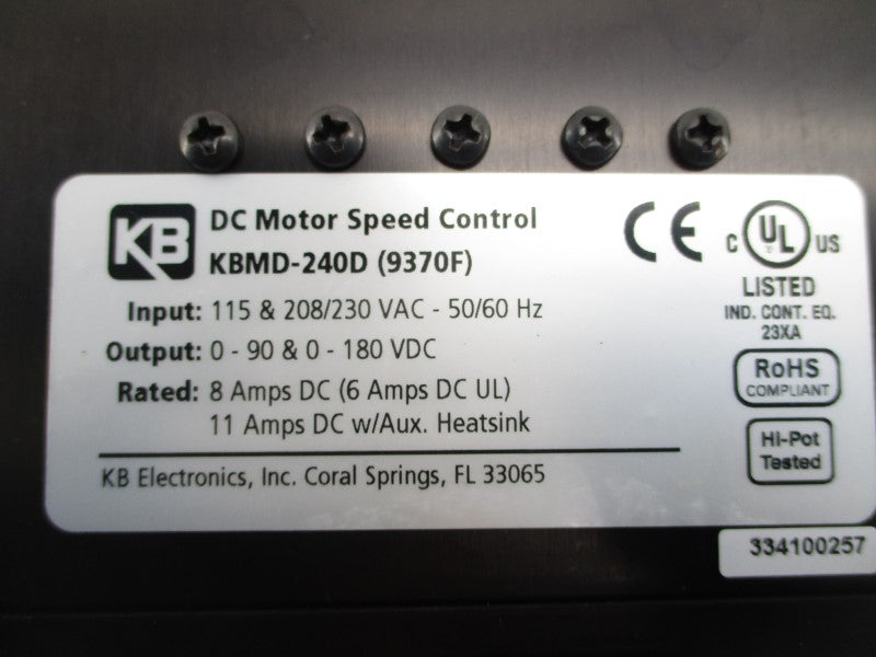KB ELECTRONICS KBMD-240D 9370F 115-208/230VAC 8A NSMP