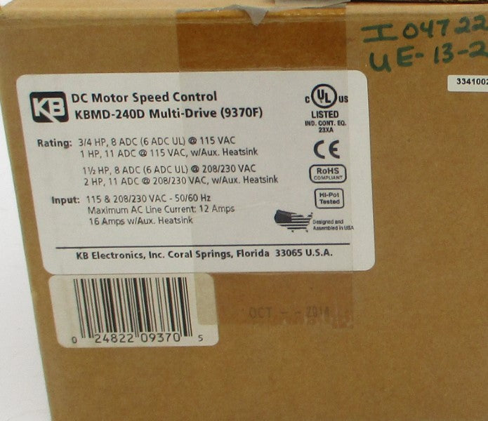 KB ELECTRONICS KBMD-240D 9370F 115-208/230VAC 8A NSMP