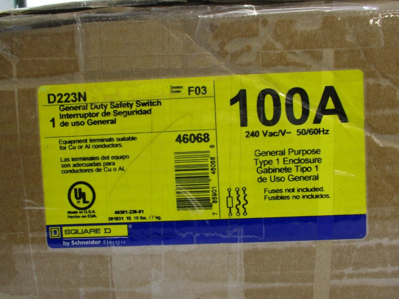 SQUARE D D223N SER. F03 240VAC 100A NSMP