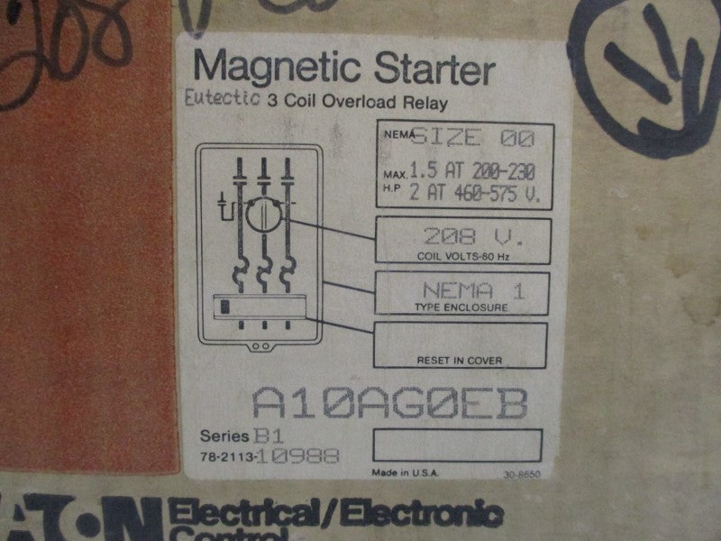 CUTLER HAMMER A10AG0EB SER. B1 208V 9A NSMP