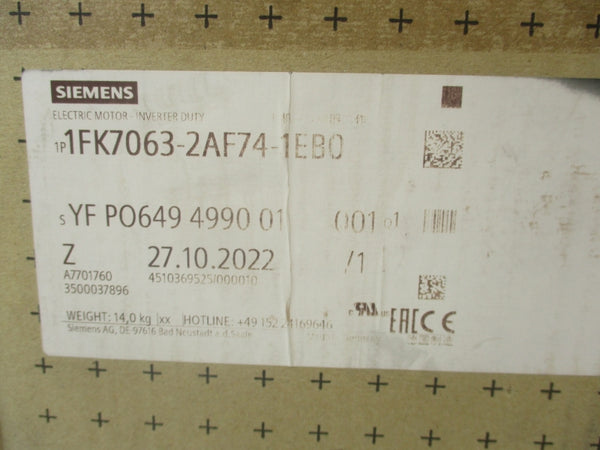 SIEMENS 1FK7063-2AF74-1EB0 272V 5.6A NSMP