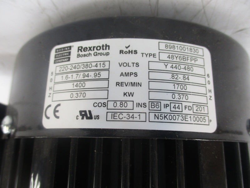 BODINE ELECTRIC 48Y6BFPP 8981001830 440-480V .82-.84A NSMP