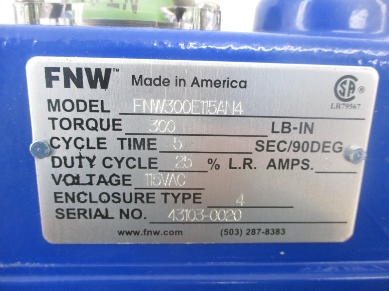 FNW FNW300E115AN4 115VAC NSNP