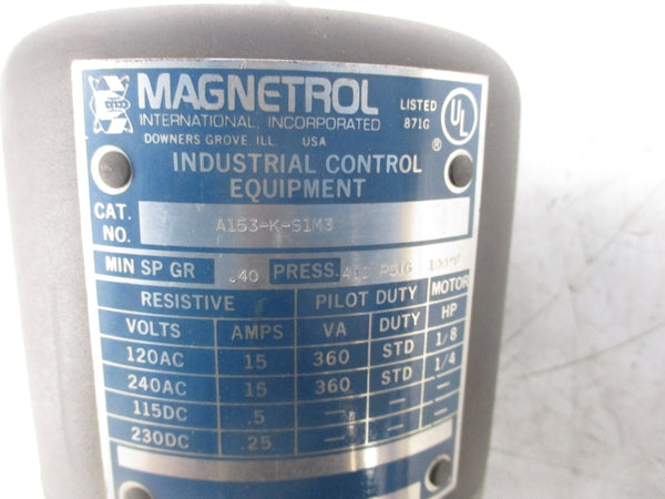 MAGNETROL A153-K-S1M3 230VDC .25A 400PSI NSNP