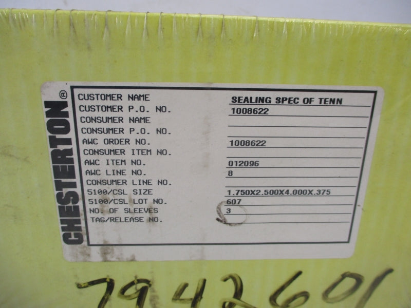 CHESTERTON 012096 1.750X2.500X4.000X.375 NSFS