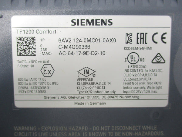 SIEMENS 6AV2 124-0MC01-0AX0 24V 1.2A NSNP