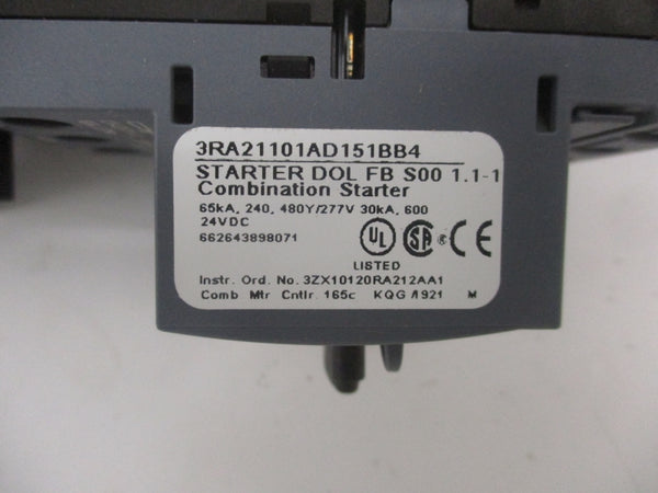 SIEMENS 3RA21101AD151BB4 24VDC 1.1-1.6A NSMP