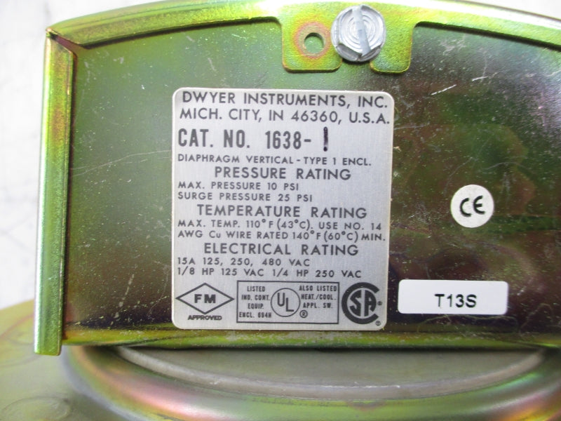 DWYER 1638-1 480VAC 15A 10PSI NSNP