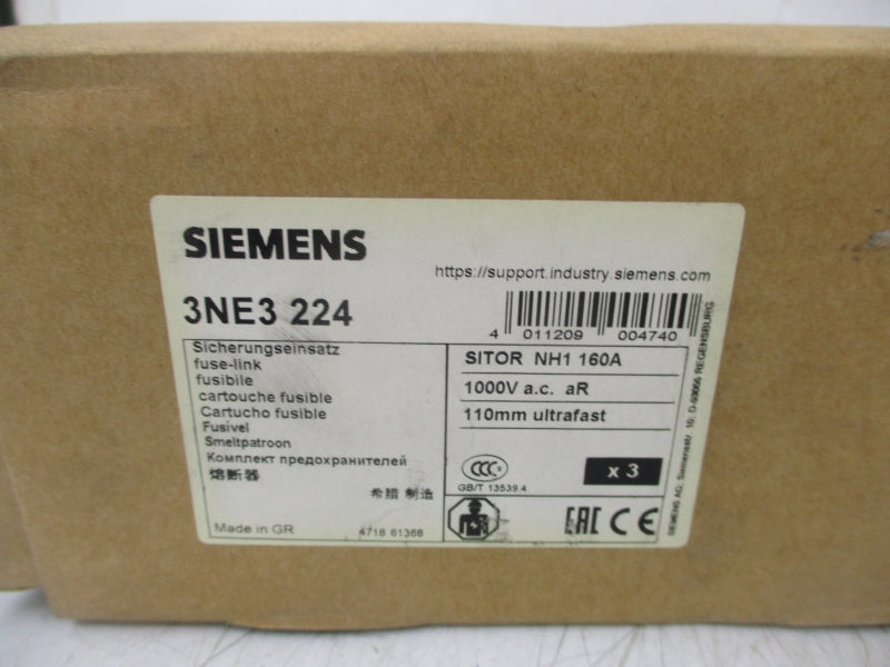 SIEMENS 3NE3 224 160A (PKG OF 3) NSMP