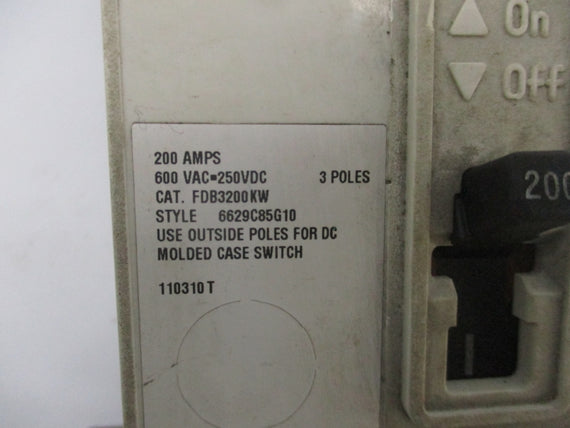 CIRCUIT BREAKER FDB3200KW 250VDC 200A UNMP