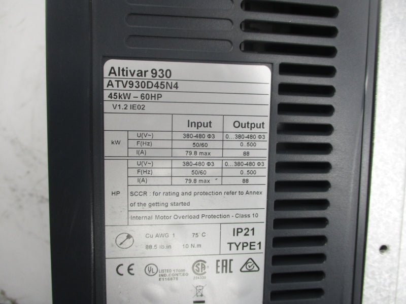SCHNEIDER ELECTRIC ATV930D45N4 380-480V 79.8A NSNP