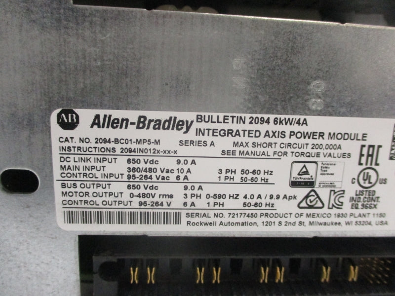 ALLEN BRADLEY 2094-BC01-MP5-M SER. A 360/480VAC 10A NSNP