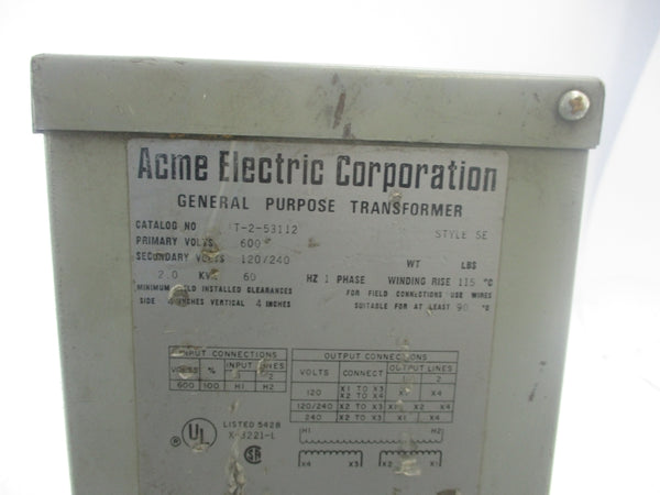 ACME T-2-53112 120/240V UNMP