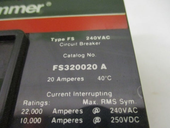 CUTLER HAMMER FS320020A CIRCUIT BREAKER 20A UNMP