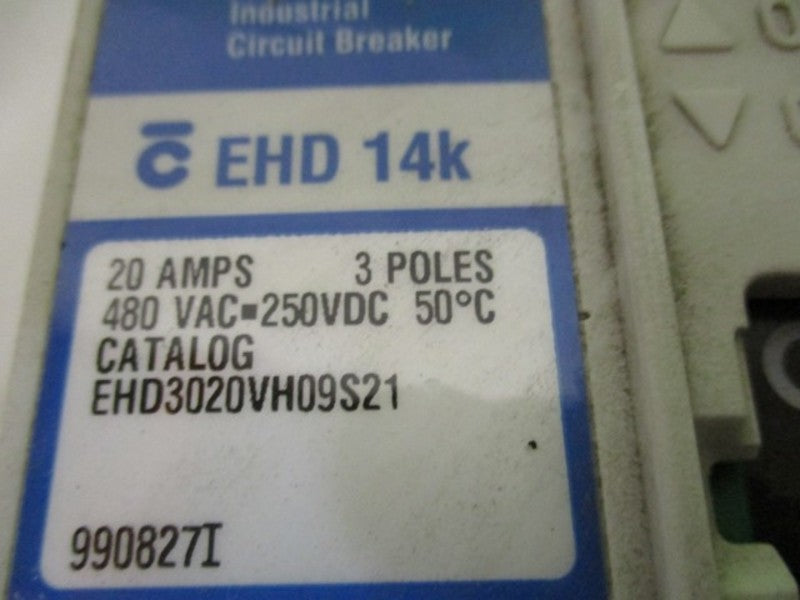 CUTLER HAMMER EHD3020VH09S21 CIRCUIT BREAKER 20A NSNP