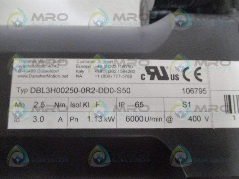 DANAHER MOTION DBL3H00250-0R2-DD0-S50 SERVO MOTOR NSMP