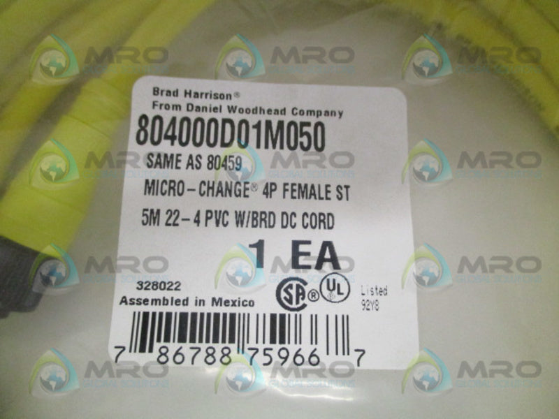 DANIEL WOODHEAD 804000D01M050 4P FEMALE CORDSET NSMP