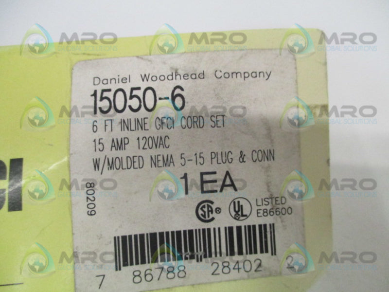 DANIEL WOODHEAD 15050-6 CORDSET W/MOLDED PLUG & CONNECTOR NSMP