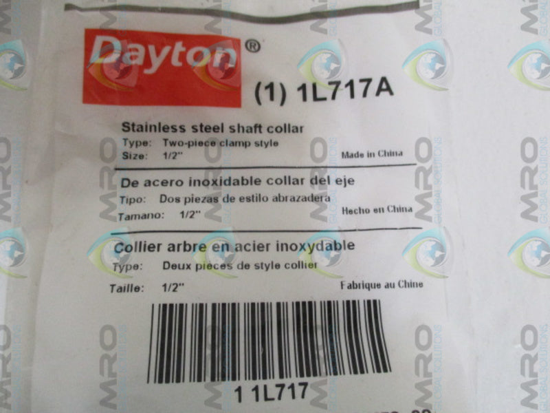 DAYTON 1L717A SHAFT COLLAR 1/2" NSMP