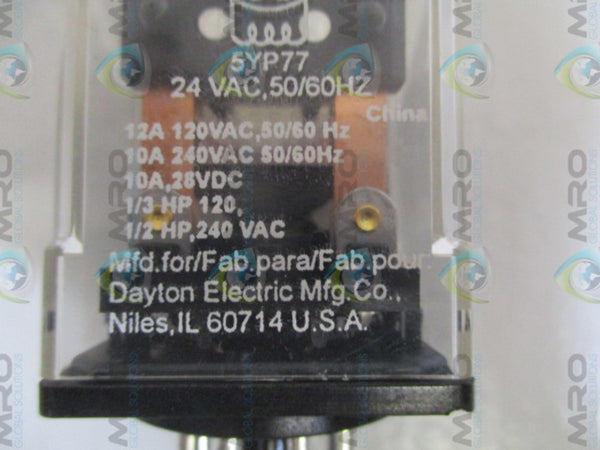 DAYTON 5YP77 RELAY 24VAC UNMP